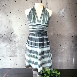 Carmen Marc Valvo Silk Watercolor Halter Party Dress EUC